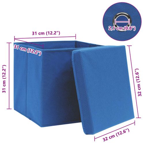 Boîtes De Rangement Avec Couvercle 4 Pièces Bleu 32x32x32 Cm Tissu