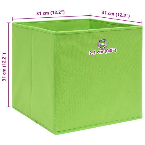 Boîtes De Rangement 10 Pièces Vert 32x32x32 Cm Tissu