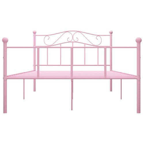 Cadre De Lit Sans Matelas Rose Métal 120x200 Cm