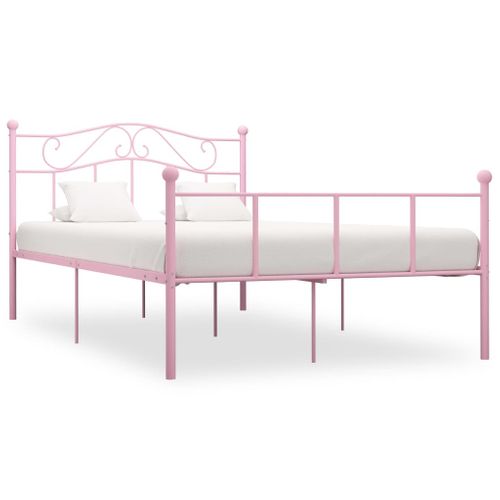 Cadre De Lit Sans Matelas Rose Métal 120x200 Cm