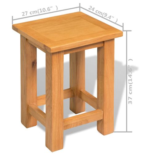 Tables D'appoint 2 Pièces 27 X 24 X 37 Cm Bois De Chêne Massif