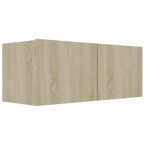 Meuble TV Mural 2 Compartiments Chêne Sonoma 80 X 30 X 30 Cm Portes Abattantes