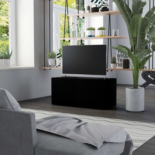 Meuble TV Noir 80x34x36 Cm Bois Contreplaqué