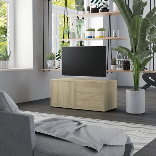 Meuble TV Chêne Sonoma 80x34x36 Cm Bois Contreplaqué