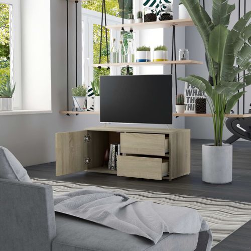 Meuble TV Chêne Sonoma 80x34x36 Cm Bois Contreplaqué