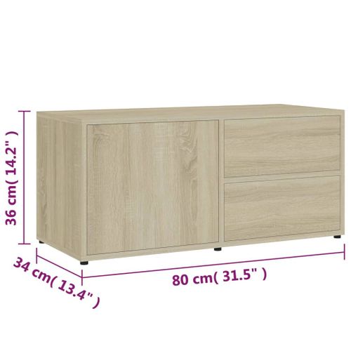 Meuble TV Chêne Sonoma 80x34x36 Cm Bois Contreplaqué