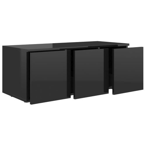 Meuble TV Noir Brillant 80x34x30 Cm Bois Contreplaqué