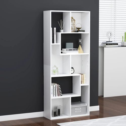 Bibliothèque Blanc 67x24x161 Cm Bois Contreplaqué