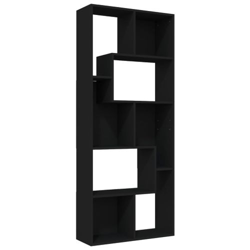 Bibliothèque Noir 67x24x161 Cm Bois Contreplaqué