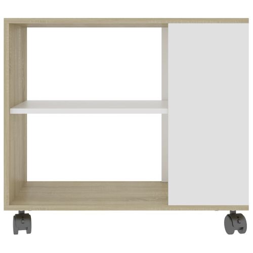 Table D'appoint Blanc Chêne Sonoma 70x35x55cm Bois Contreplaqué