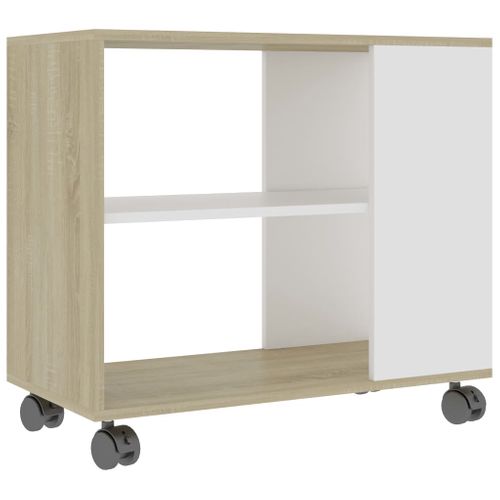 Table D'appoint Blanc Chêne Sonoma 70x35x55cm Bois Contreplaqué