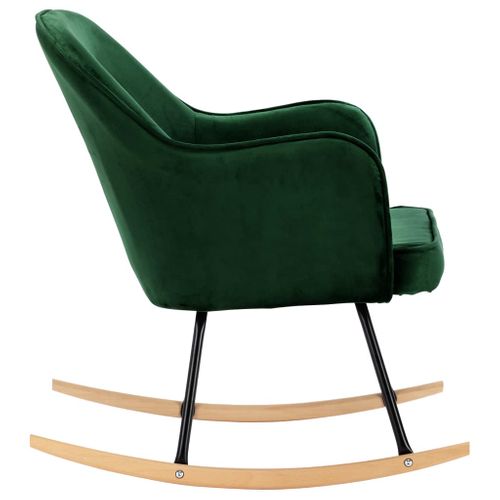 Chaise à Bascule Vert Foncé Velours