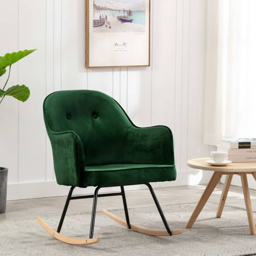 Chaise à Bascule Vert Foncé Velours