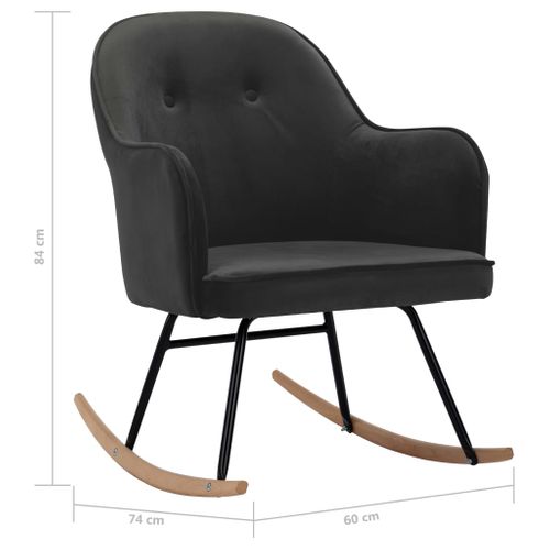 Chaise à Bascule Gris Foncé Velours