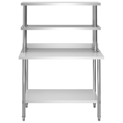Table De Travail De Cuisine Avec Étagère 120x60x150 Cm Inox