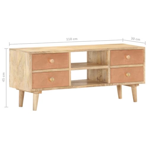 Meuble TV 110x30x45 Cm Bois De Manguier Solide