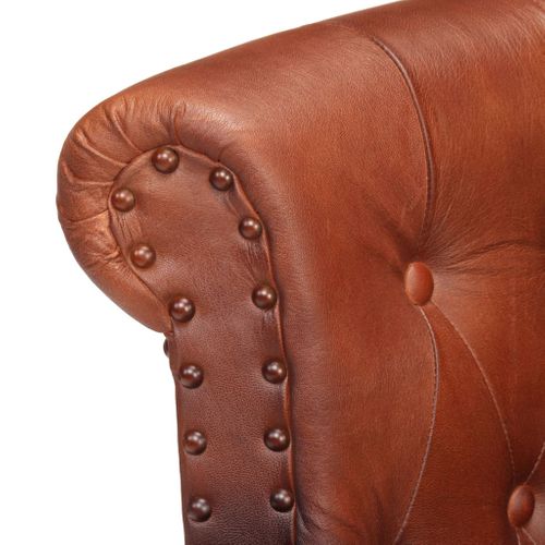 Fauteuil Marron Cuir De Chèvre Véritable