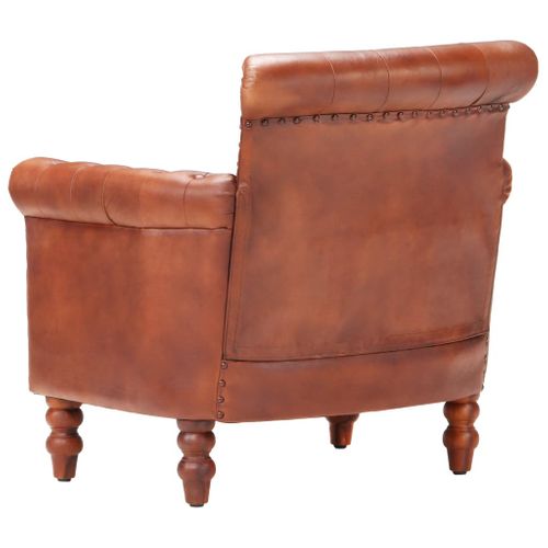 Fauteuil Marron Cuir De Chèvre Véritable