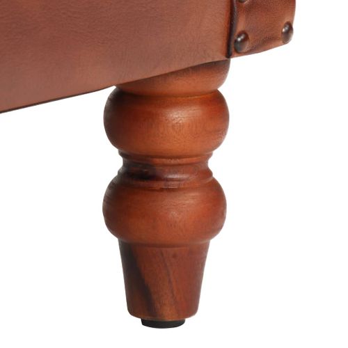 Fauteuil Marron Cuir De Chèvre Véritable