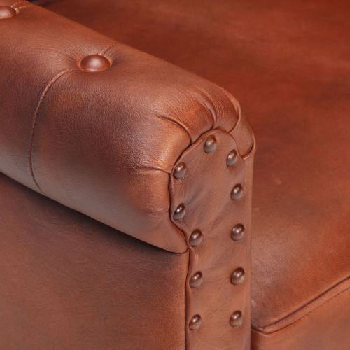 Fauteuil Marron Cuir De Chèvre Véritable
