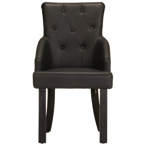 Chaises à Manger Lot De 2 Noir Cuir De Chèvre Véritable