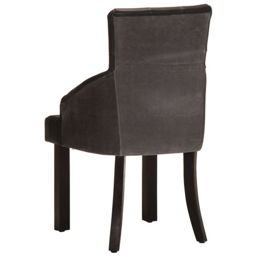 Chaises à Manger Lot De 2 Noir Cuir De Chèvre Véritable