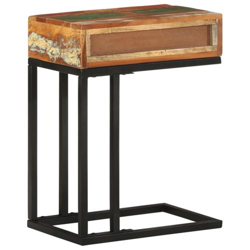 Table D'appoint En U 45x30x61 Cm Bois De Récupération Massif