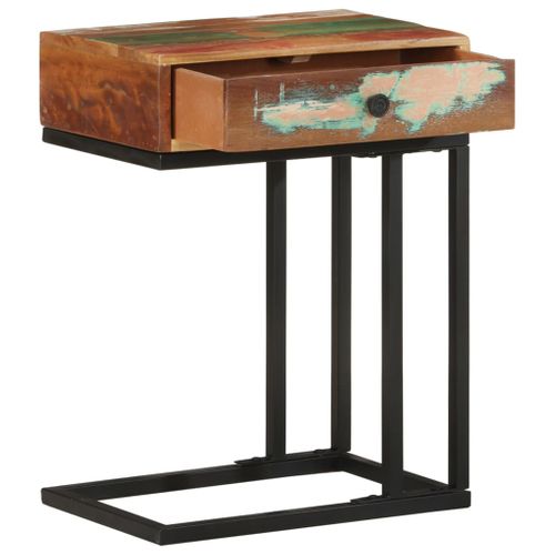 Table D'appoint En U 45x30x61 Cm Bois De Récupération Massif