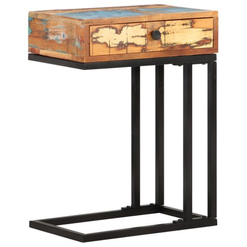 Table D'appoint En U 45x30x61 Cm Bois De Récupération Massif