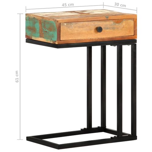 Table D'appoint En U 45x30x61 Cm Bois De Récupération Massif