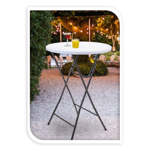 Table Haute Mange Debout D80 Pliable Pe Blanc