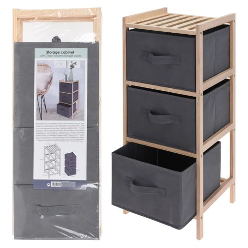 Armoire De Rangement Avec 3 Boîtes De Rangement Gris Foncé