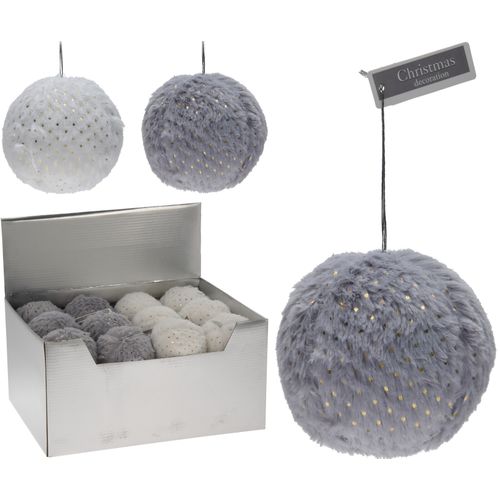 Ornement pailleté D.8 cm SIBERIE Gris / Blanc