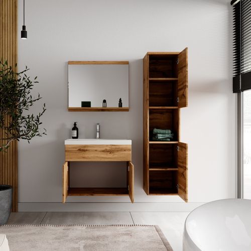 Meuble De Salle De Bain Montreal 60 Cm Lavabo Chene Armoire De Rangement Meuble Lavabo Evier