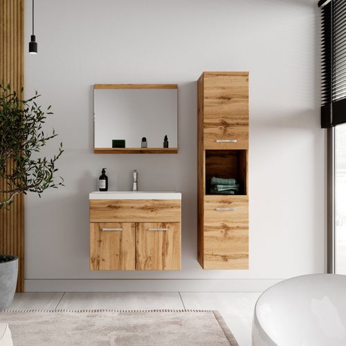 Meuble De Salle De Bain Montreal 60 Cm Lavabo Chene Armoire De Rangement Meuble Lavabo Evier