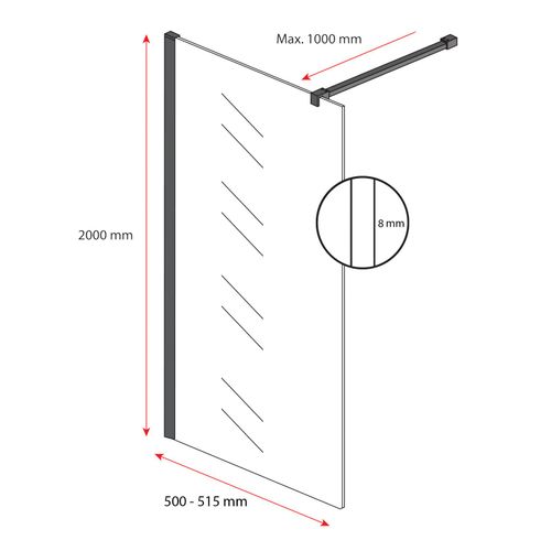 Paroi De Douche Florida - 50 X 200 Cm - Chrome