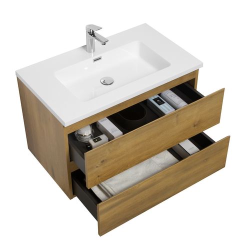 Meuble Vasque Angela 80 Cm Avec Lavabo - Chêne