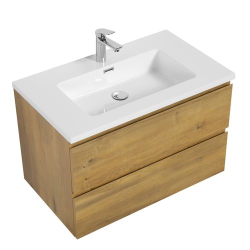 Meuble Vasque Angela 80 Cm Avec Lavabo - Chêne