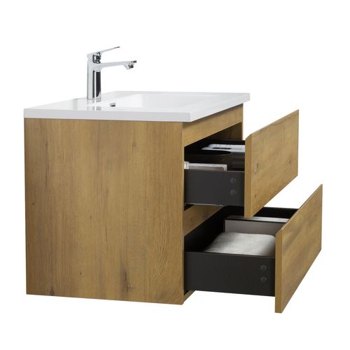 Meuble Vasque Angela 80 Cm Avec Lavabo - Chêne