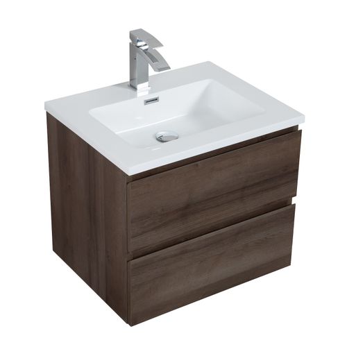 Meuble De Salle De Bain Angela 60 Cm Lavabo Chene Marron – Armoire De Rangement Meuble Lavabo