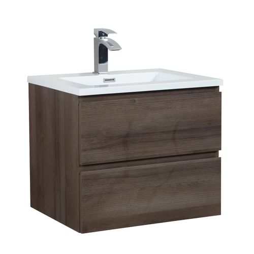 Meuble De Salle De Bain Angela 60 Cm Lavabo Chene Marron – Armoire De Rangement Meuble Lavabo