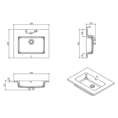 Meuble De Salle De Bain Angela 60 Cm Lavabo Chene Marron – Armoire De Rangement Meuble Lavabo