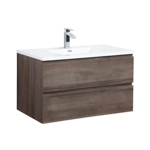 Meuble De Salle De Bain Angela 90 Cm Lavabo Chene Marron – Armoire De Rangement Meuble Lavabo