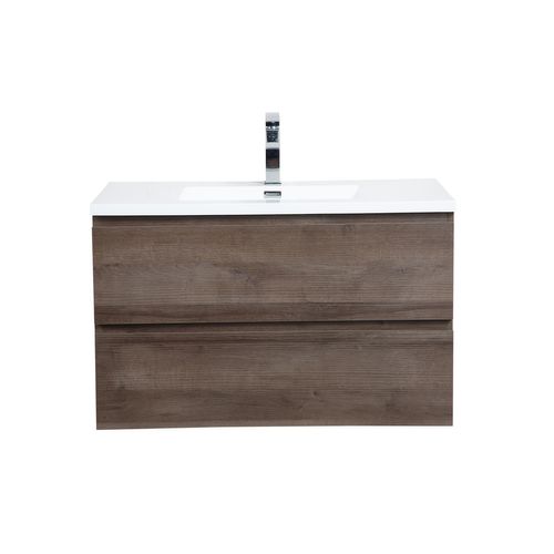 Meuble De Salle De Bain Angela 90 Cm Lavabo Chene Marron – Armoire De Rangement Meuble Lavabo