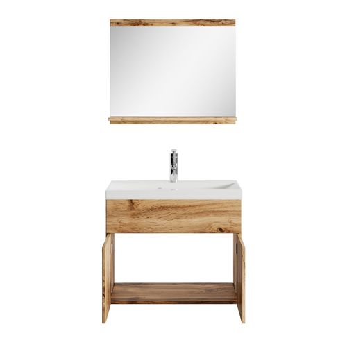 Meuble Vasque Montreal 60 Cm Avec Lavabo - Chêne