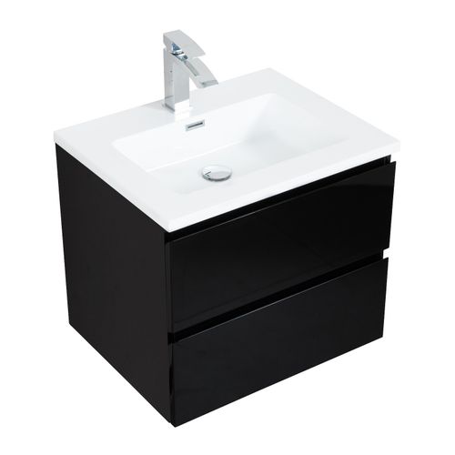 Meuble De Salle De Bain Angela 60 Cm Noir Mat – Armoire De Rangement Meuble Lavabo