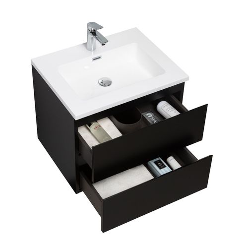 Meuble De Salle De Bain Angela 60 Cm Noir Mat – Armoire De Rangement Meuble Lavabo
