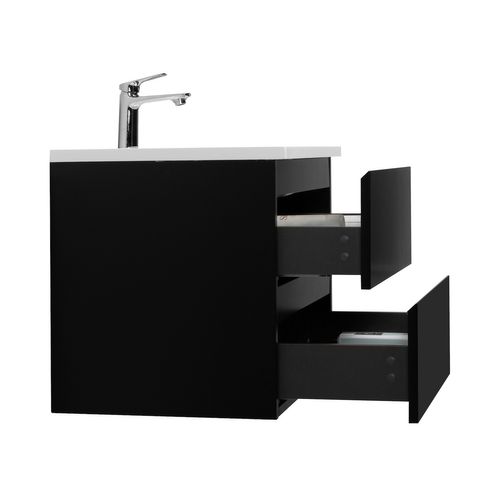 Meuble De Salle De Bain Angela 60 Cm Noir Mat – Armoire De Rangement Meuble Lavabo