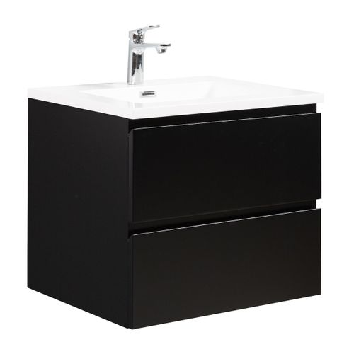Meuble De Salle De Bain Angela 60 Cm Noir Mat – Armoire De Rangement Meuble Lavabo