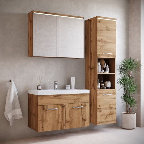Meuble De Salle De Bain Paso 01 80 X 40 Cm Lavabo Chene – Armoire De Rangement